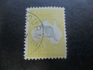 Kangaroo Stamps: 5/ - Yellow Cto 1st Watermark - Rare (g358)