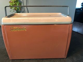 Rare Vintage Insulated Metal Cooler Sportsmaster Terre Haute Ind Keeps Hot &cold