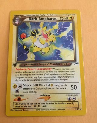 1st Edition Neo Destiny Dark Ampharos - Holo 1/105 Rare Pokemon Card