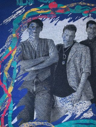 Vintage 80’s Blue Rare Kids on the Block Tour t - shirt Boy Band SZ L 3