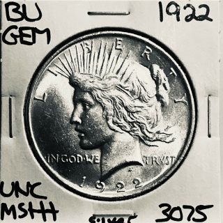 1922 P Bu Gem Peace Silver Dollar Unc Ms,  U.  S.  Rare Coin 3075