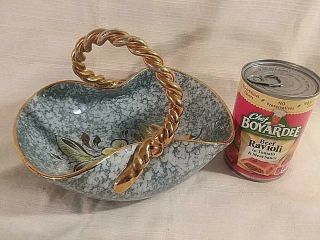 Vintage 50s 1951 Rare Atomic Mcm Raymor Bisotti Italian Pottery Rope Handle Bowl
