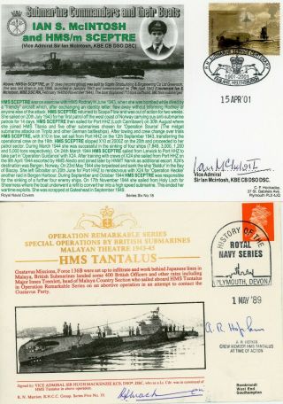 2 Rare Fdc Royal Navy Ww2 Hms Submarines Operations Signed Dsos & Dscs