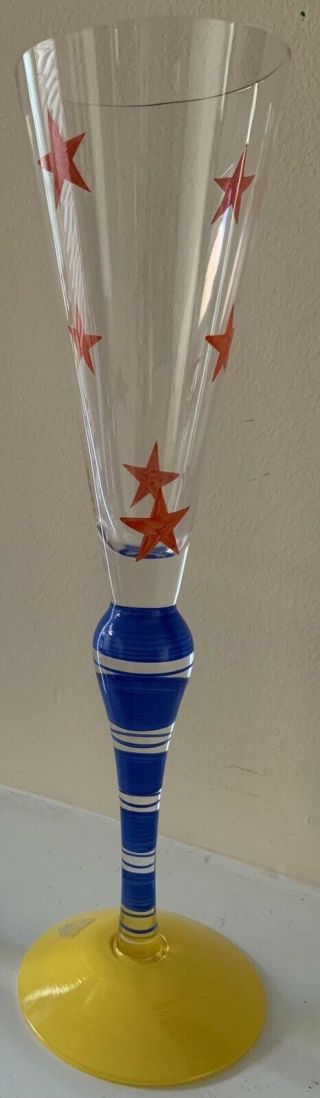 Hand Painted Stars/stripes Clown Glass Signed By Artist Orrefors Sweden Rare