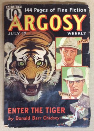 Rare Jul.  17 1937 Argosy Weekly Vol 274 4 Enter The Dragon Awesome Tiger Cover