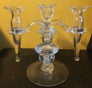Cambridge Glass 3 Lite Candle Holder W Rare Epergne Dbl Vase Option
