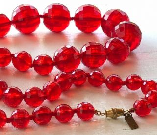 Rare - Vintage Estate - Signed Kenneth Lane - Chunky Red Bead 30 " Necklace
