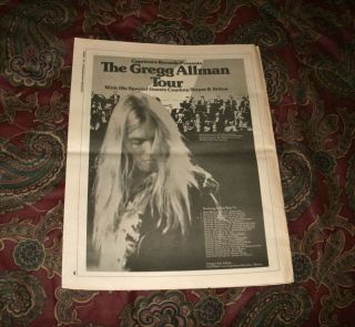 Greg Allman 1974 Tour Rare Full Page Ad/photo Allman Brothers