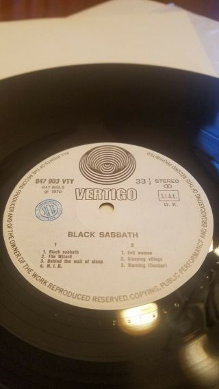 Black Sabbath S/t Lp Vertigo Orig 70 Italian Rare Cross Back Cover Ozzy