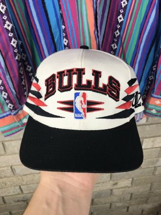 Vintage 90s Chicago Bulls Logo Athletic Diamond Snapback Hat Cap Nba Rare Vtg Og
