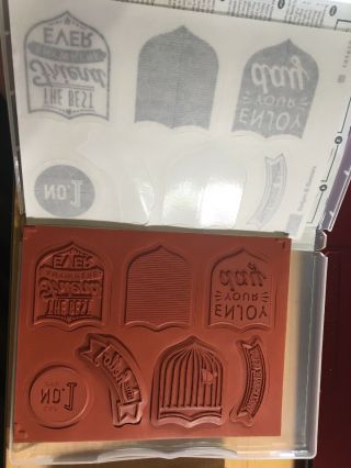 Stampin ' Up Retired Badge Punch with My Hero and Badges & Banners Stamps Rare 3