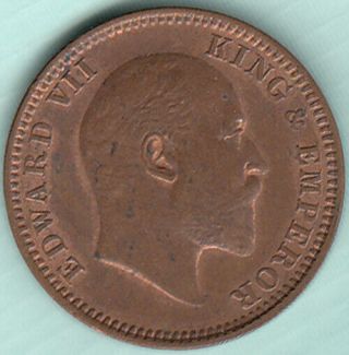 British India King Edward Vii 1/4 Anna 1906 Unc Copper Coin Ex.  Rare, ,