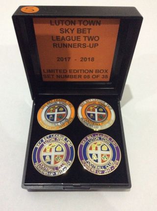 Luton Town Football Club Badge Fc Pin Lge 2 Promotion 2018 Ltd Ed Box Set.  Rare