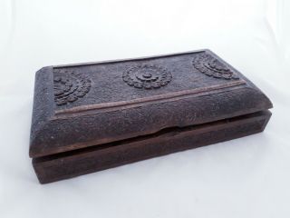 Rare Antique Early 20th C.  Indian Hand Carved Wooden Jewelry Box 10 " X 5.  5 "