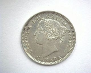 Canada 1892 Silver 10 Cents - Small 9 - Nearly Uncirculated Rare