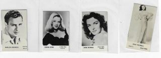 1956 Anonymous 4 Card Set " Brando,  2 - Jane Russell,  Diana Dors " Rare Set