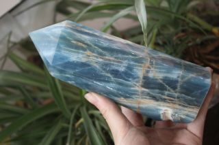 Top 1321g Rare Natural Blue - Veins Stone Quartz Crystal Point Healing A93
