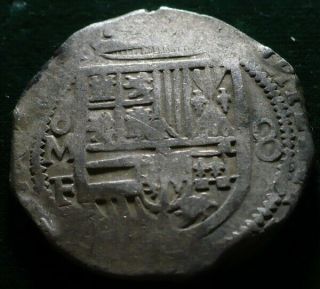 Rare Moneda Colonial – Mexico Large Cob Of 8 Reales Phillip Iii Mof Pirates Coin