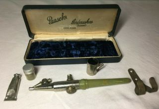 Vintage Paasche Type " F " Airbrush Jadite Green With Case Rare