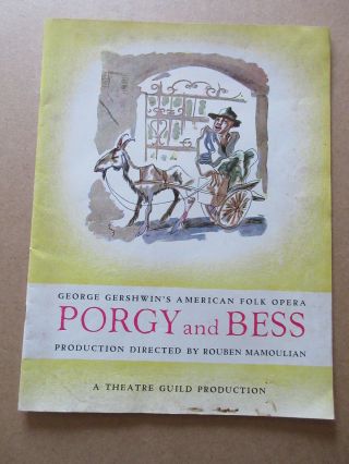 Porgy & Bess 1935 First Performance Program Book Vintage Rare