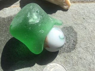 Beach Sea Glass Heavy Glass Bottom,  Shooter Opaque Swirl Rare Marble Must
