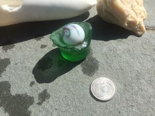 BEACH SEA GLASS HEAVY Glass Bottom,  Shooter Opaque Swirl Rare marble MUST 2