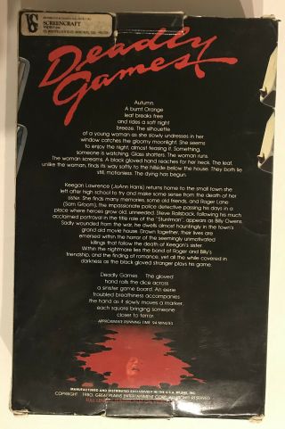 Deadly Games VHS Monterey BIG BOX 1980 Slasher Horror Steve Railsback RARE 2