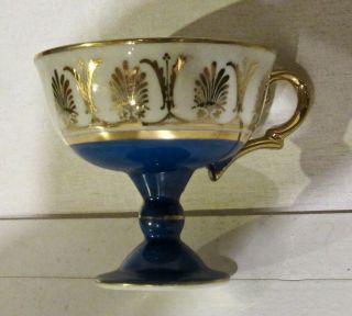 Rare Capodimonte Blue & Gold Footed Cup & Saucer Set Stamped N 2513 2
