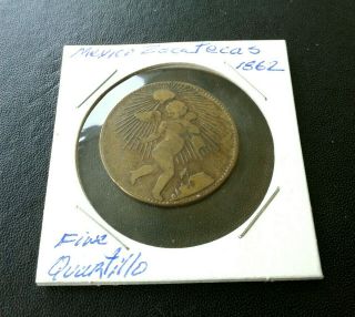 1862 Mexico (zacatecas) Very Rare Brass Coin