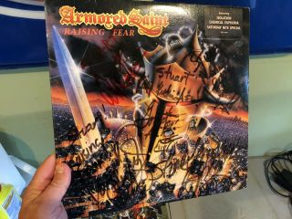 Armored Saint Raising Fear SIGNED & March Of The Saint - 2 LPs RECORDS RARE 3