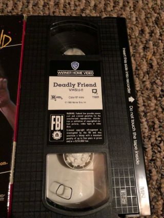 Deadly Friend VHS 1987 Horror Wes Craven Cult Classic Rare 3