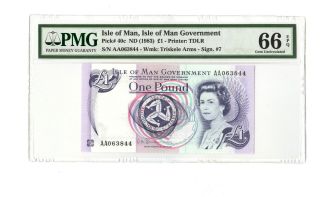 1983 1pd Isle Of Man Great Britain Pmg 66 Epq Pick 40c Banknote Prefix Rare 