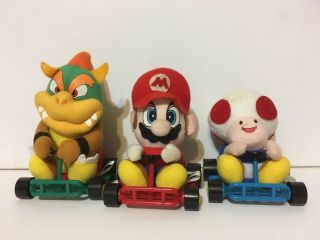 3 Mario Kart Bros Plush Toys Figure Nintendo Bowser Toad Takara Rare Japan