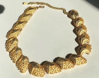 W.  Germany Karu Arke Rare Gold Strawberry Link Choker Necklace 17 Inch Signed