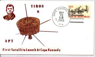 Rare Flocked Tiros 8 Apt First Satellite Launch At Cape Kennedy 12/21/1963