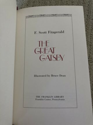 Franklin Library The Great Gatsby By F.  Scott Fitzgerald 1982 Edition Rare Vfine
