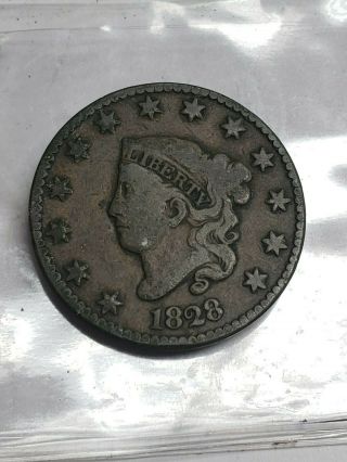 1828 Large Cent Coronet Head One Cent 1c Rare Key Date Circulated Combine Ship