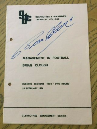 Brian Clough Signed Seminar Programme - And Rare