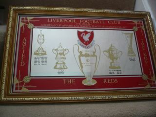 A Rare Vintage Liverpool Football Club Mirror The Double 1976 - 1977 A Great Piece