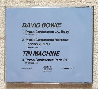 RARE DAVID BOWIE / TIN MACHINE PRESS CONFERENCES - CD AND PHOTOGRAPHS - BOXED 5