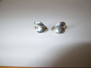 Rare Tiffany & Co.  Frank Gehry Double Heart Leaf Sterling Silver Post Earrings