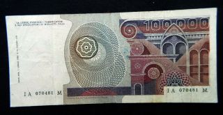 1982 ITALY rare Banknote 100000 lire BOTTICELLI XF 2
