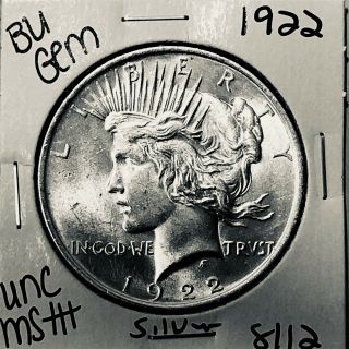 1922 P Bu Gem Peace Silver Dollar Unc Ms,  U.  S.  Rare Coin 8112