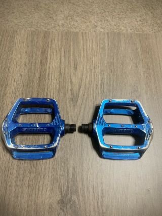 Rare Old School 1980’s Blue Anodized Shimano Dx Pedals Bmx 9/16