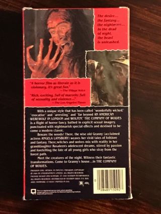 The Company Of Wolves VHS Rare Gothic Horror Vestron Video Werewolves 2