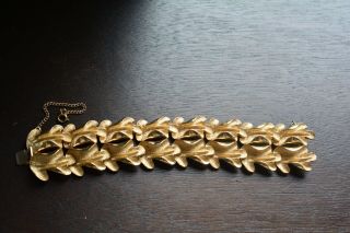 Vintage Francois For Coro Gold Tone Oak Leaf Link Bracelet Rare