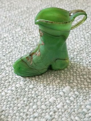 Vintage Rare Miniature Glass Boot With Handle Hand Blown Hand Painted