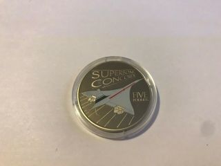 2009 Rare Guernsey £5 Pound Turbojet Powered Supersonic Concorde Proof Coin