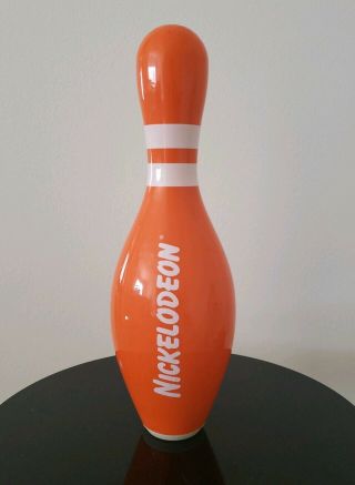 Vintage Brunswick Nickelodeon Orange Bowling Pin 15 " Rare Wood