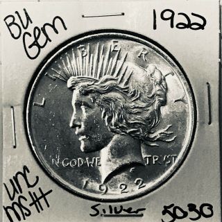 1922 P Bu Gem Peace Silver Dollar Unc Ms,  U.  S.  Rare Coin 5030